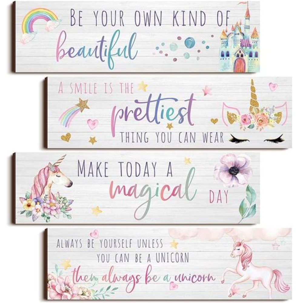 Unicorn Rainbow Girls Room WallDecor Unicorn Rainbow Motivational, Inspirational